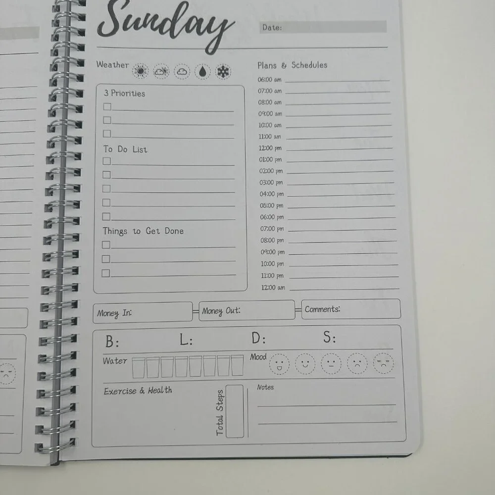 Today Hardcover 2025 Spiral Bound Undated Task Planner Notebook With Stickers